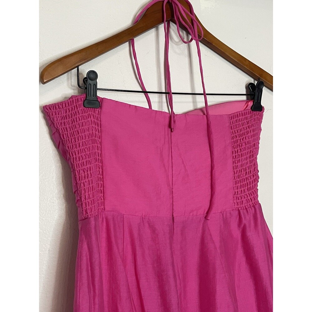 Amanda Uprichard REVOLVE Estrada Cerise Hot Pink Ruffle Midi Dress Medium - Picture 7 of 10
